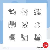 9 Universal Outline Signs Symbols of strategy business agriculture server digital Editable Vector Design Elements