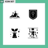 4 Thematic Vector Solid Glyphs and Editable Symbols of success plant leader security hospital Editable Vector Design Elements