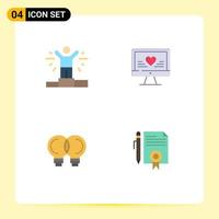 Set of 4 Modern UI Icons Symbols Signs for business mechanic computer wedding legal Editable Vector Design Elements