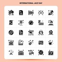 Solid 25 International Jazz Day Icon set Vector Glyph Style Design Black Icons Set Web and Mobile Business ideas design Vector Illustration