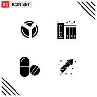 Modern Set of 4 Solid Glyphs and symbols such as chart medical analytics files tablet Editable Vector Design Elements