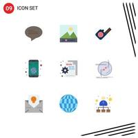 Set of 9 Modern UI Icons Symbols Signs for page codding tape browser globe Editable Vector Design Elements