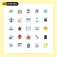 Pack of 25 Modern Flat Colors Signs and Symbols for Web Print Media such as keyboard arrow education tools folder Editable Vector Design Elements