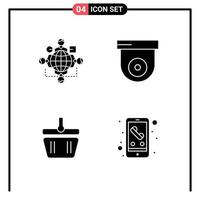 Pictogram Set of 4 Simple Solid Glyphs of function cart operation dome spring Editable Vector Design Elements