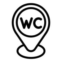 wc gps pin icono, estilo de contorno vector