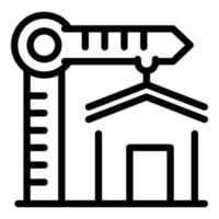 icono de la grúa de la casa de construcción, estilo de contorno vector