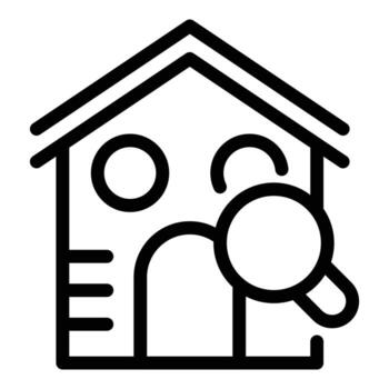 icono de venta de casa de búsqueda, estilo de esquema vector