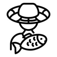 icono de vendedor de pescado, estilo de esquema vector