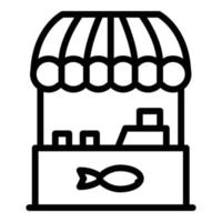 icono de mercado flotante de pescado, estilo de esquema vector