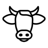 icono de cabeza de vaca de granja, estilo de contorno vector