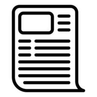 Front newspaper icon, outline style vector