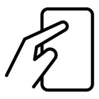 Swiping on smatphone icon, outline style vector