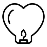 Heart floating lantern icon, outline style vector