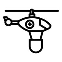 Water fire rescue helicopter icon, outline style vector