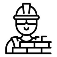 Builder brick icon, outline style vector