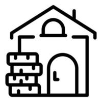 icono de alquiler de edificio, estilo de esquema vector