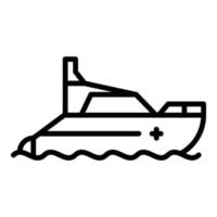 icono de bote salvavidas de motor, estilo de esquema vector