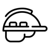 icono de casco de construcción, estilo de contorno vector