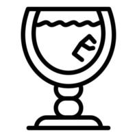 icono de vaso de hielo de bourbon, estilo de contorno vector