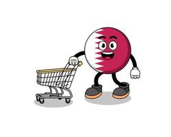 Cartoon of qatar flag holding a shopping trolley vector