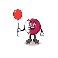 Cartoon of qatar flag holding a balloon vector