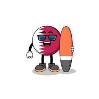 Mascot cartoon of qatar flag as a surfer vector