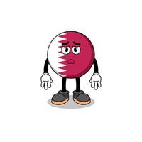 qatar flag cartoon illustration with sad face vector