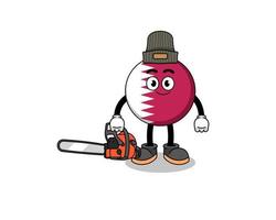 qatar flag illustration cartoon as a lumberjack vector