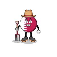 Cartoon mascot of qatar flag farmer vector