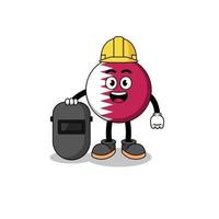 Mascot of qatar flag as a welder vector