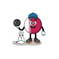 Mascot of qatar flag as a bowling player vector