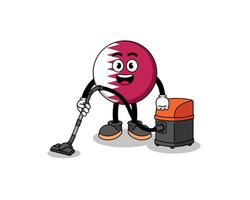 Character mascot of qatar flag holding vacuum cleaner vector