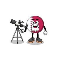 Illustration of qatar flag mascot as an astronomer vector