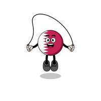 qatar flag mascot cartoon is playing skipping rope vector