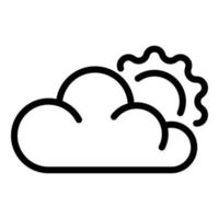 Sun in clouds icon, outline style vector