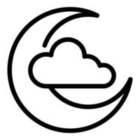 Moon and cloud icon, outline style vector