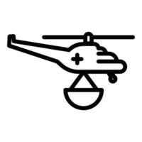 icono de helicóptero de rescate del cielo, estilo de esquema vector