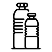 icono de botellas de basura, estilo de esquema vector