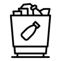 icono de basura de bolsa de papel, estilo de contorno vector