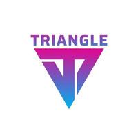 Letter T in Triangle Shape. Alphabet Logo Design with Futuristic Multicolor Gradient vector