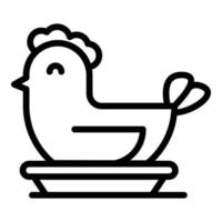 icono de pollo, estilo de esquema vector