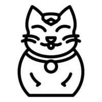 icono de gato para la buena suerte, estilo de contorno vector