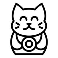 Cat figurine icon, outline style vector