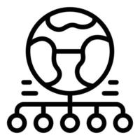 Database global cloud icon, outline style vector