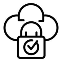 Database locked cloud icon, outline style vector