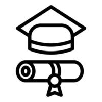 icono de gorra de graduación, estilo de esquema vector