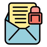 Email locked icon color outline vector