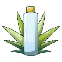 Aloe vera plastic bottle icon, cartoon style vector