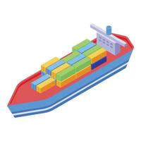 Trade war cargo ship icon, isometric style vector