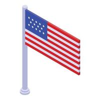 icono de la bandera de estados unidos de la guerra comercial, estilo isométrico vector
